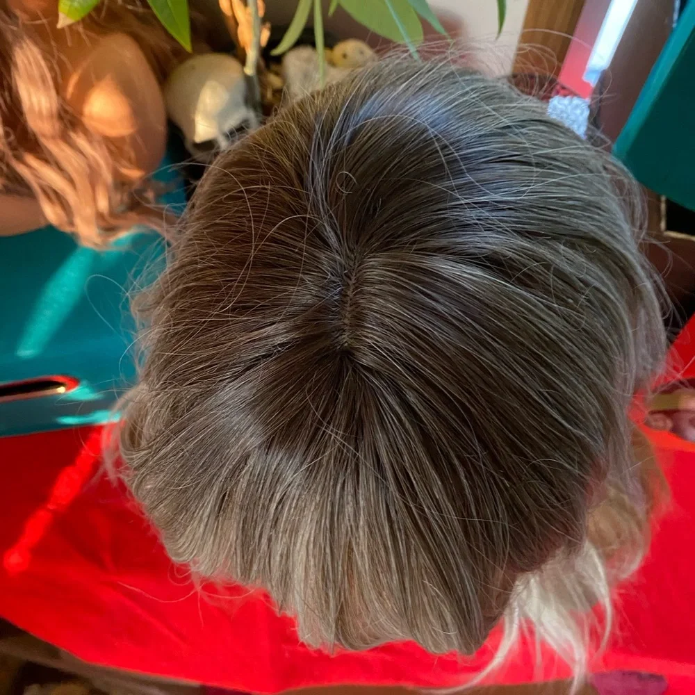 Light ash ling rooted wig with bamgs
